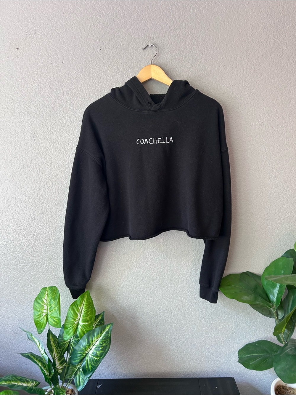 Coachella Black Cropped Hoodie - Women Size Large